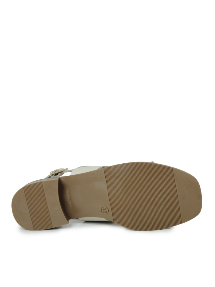 SANDALIAS CONFORT DE PIEL BEIGE TACÓN BAJO APLAUSO 606