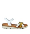 SANDALIAS DE PIEL CON PLANTA DE GEL APLAUSO 4631 COMBI BLANCO