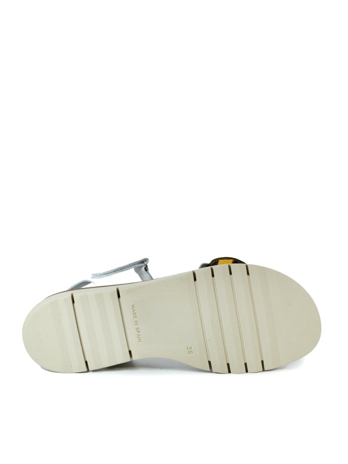 SANDALIAS DE PIEL CON PLANTA DE GEL APLAUSO 4631 COMBI BLANCO