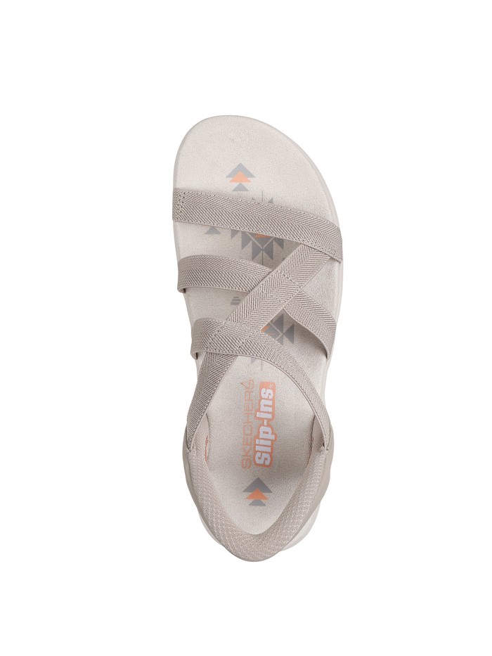 SANDALIAS ELÁSTICAS DE MUJER SKECHERS Slip-ins: Reggae Slim - Stretch Flex 163460 TAUPE