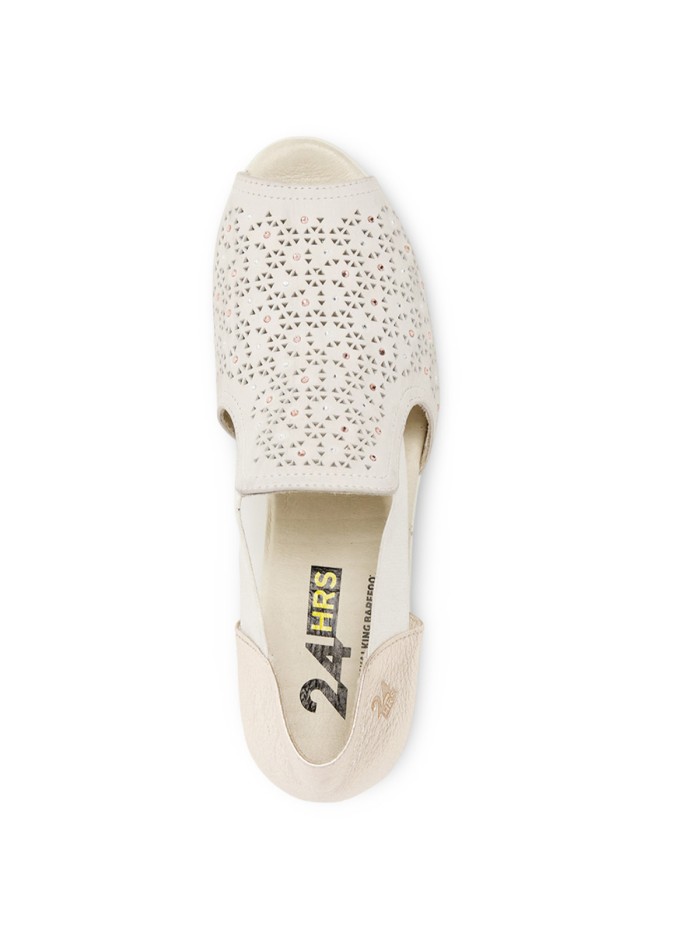 SANDALIAS DE PIEL TROQUELADAS CON CUÑA 24HORAS ATENAS 26453 BEIGE