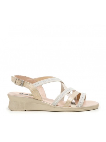 SANDALIA DE TIRAS CON DETALLE DE PEDRERÍA 24 HRS TREKA COMBI 26519 PLATINO