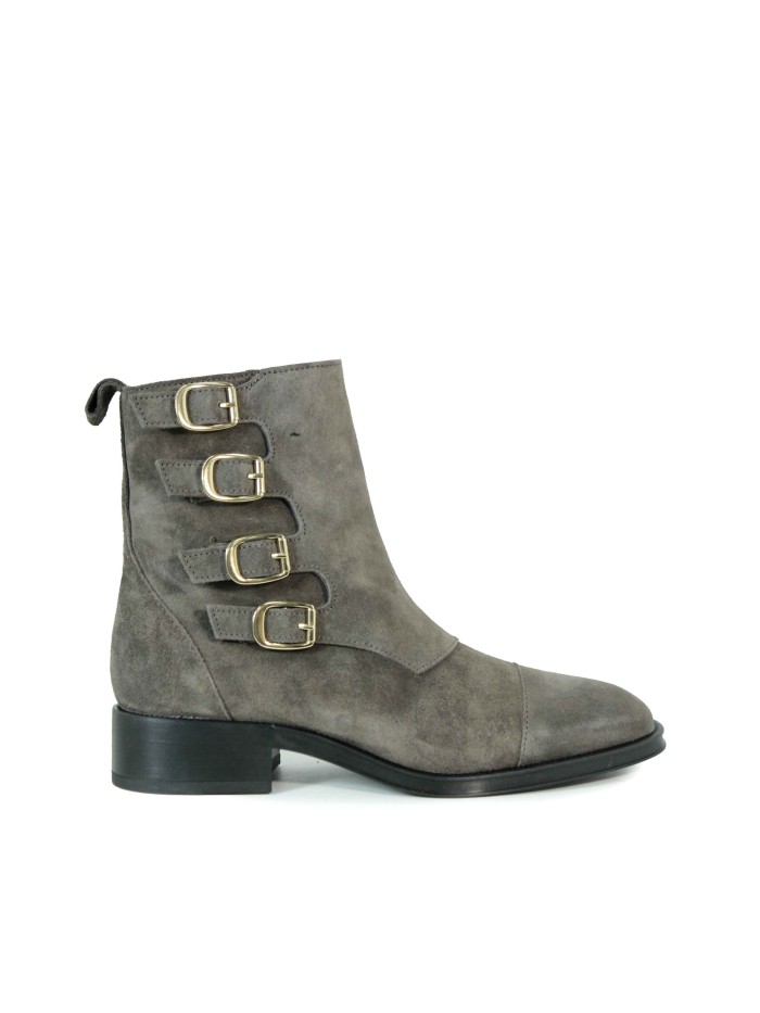 BOTINES MUJER DE PIEL CON HEBILLAS ALPE 2322-1134 GRIS
