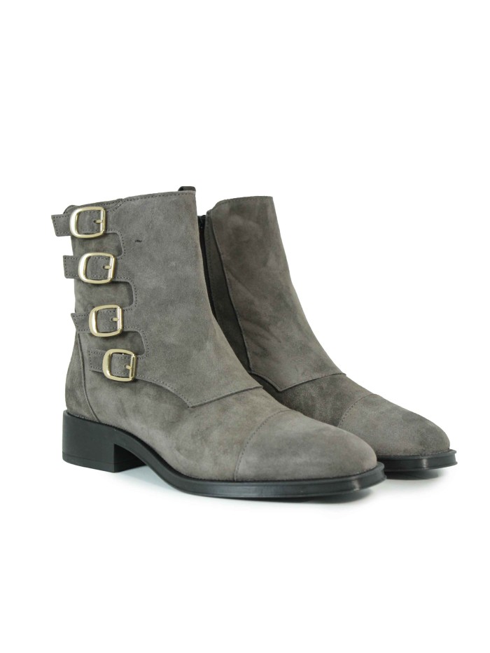 BOTINES MUJER DE PIEL CON HEBILLAS ALPE 2322-1134 GRIS