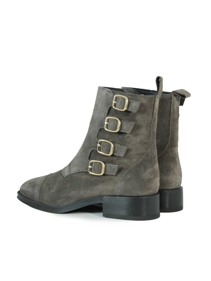 BOTINES MUJER DE PIEL CON HEBILLAS ALPE 2322-1134 GRIS