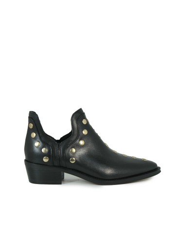 BOTINES DE MUJER DE PIEL CON TACÓN 2551-1705 NEGRO