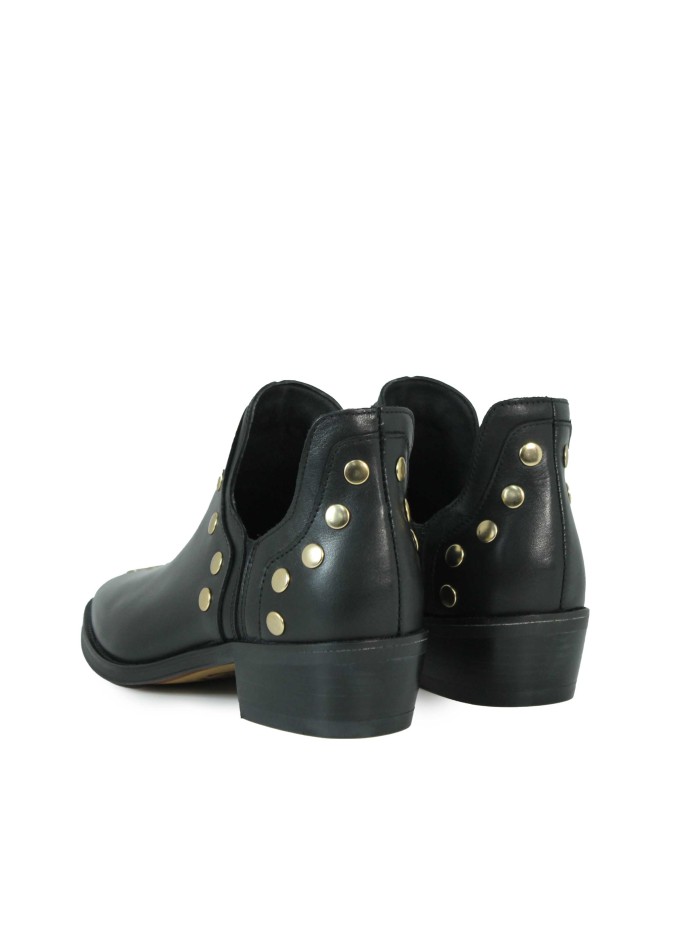 BOTINES DE MUJER DE PIEL CON TACÓN 2551-1705 NEGRO