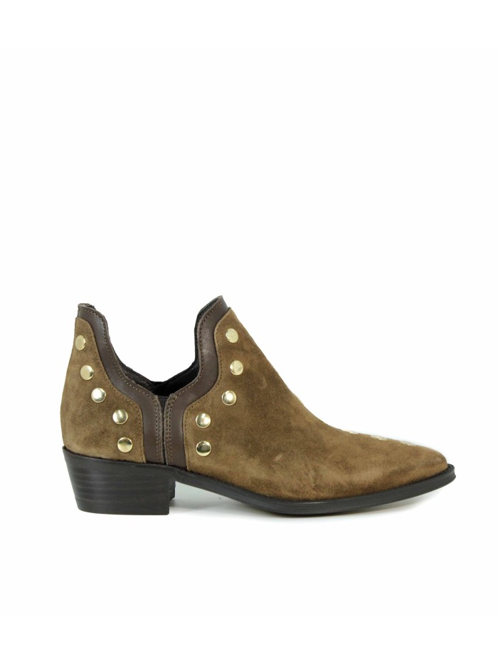 BOTINES DE MUJER DE PIEL CON TACÓN 2551-1146 CUERO