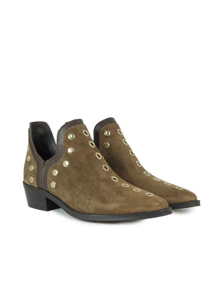 BOTINES DE MUJER DE PIEL CON TACÓN 2551-1146 CUERO