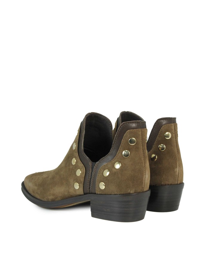 BOTINES DE MUJER DE PIEL CON TACÓN 2551-1146 CUERO