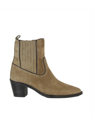 BOTINES DE MUJER DE PIEL CON TACÓN 5213-1109 TAUPE