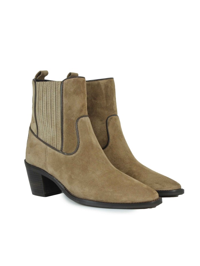 BOTINES DE MUJER DE PIEL CON TACÓN 5213-1109 TAUPE