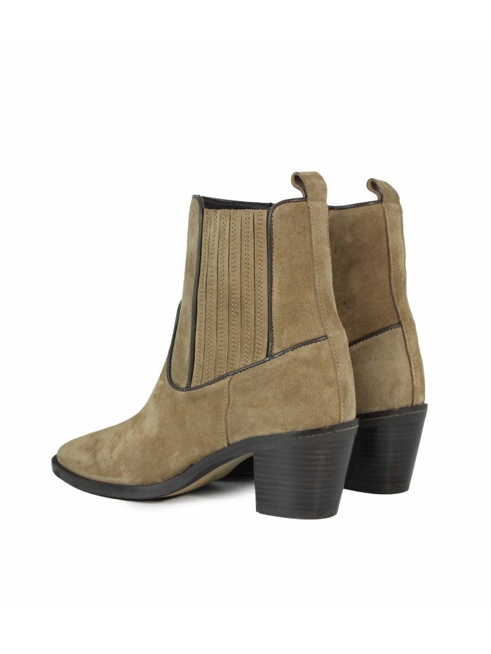 BOTINES DE MUJER DE PIEL CON TACÓN 5213-1109 TAUPE
