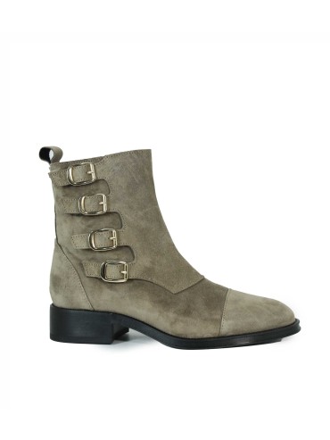 BOTINES MUJER DE PIEL CON HEBILLAS ALPE 2322-1137 GRIS