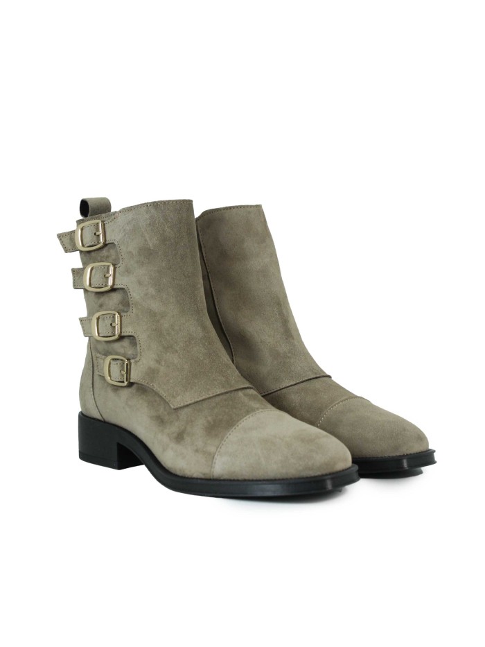 BOTINES MUJER DE PIEL CON HEBILLAS ALPE 2322-1137 GRIS