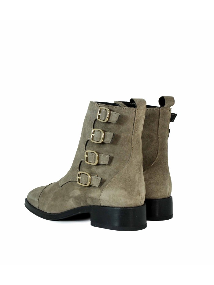 BOTINES MUJER DE PIEL CON HEBILLAS ALPE 2322-1137 GRIS
