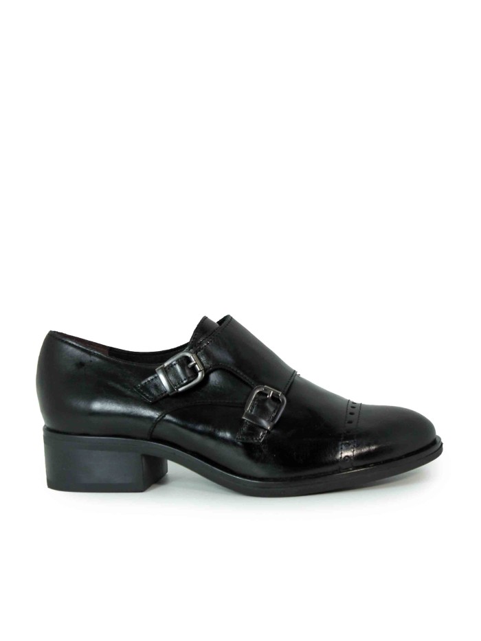 ZAPATO DE PIEL CON HEBILLAS DE MUJER APLAUSO SIERRA 36300 NEGRO