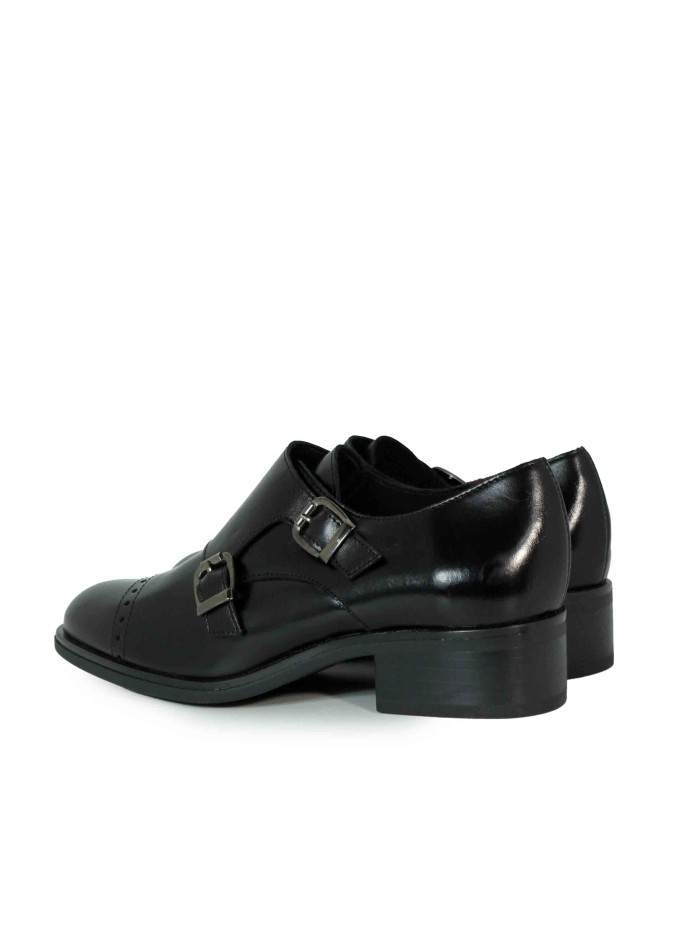 ZAPATO DE PIEL CON HEBILLAS DE MUJER APLAUSO SIERRA 36300 NEGRO