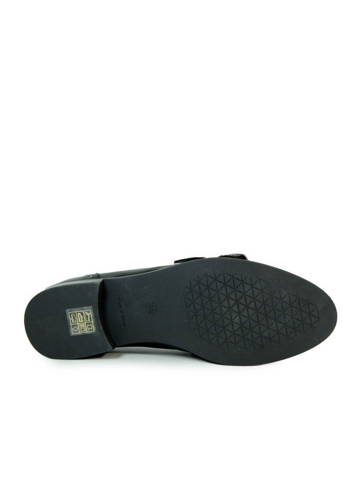 ZAPATO DE PIEL CON HEBILLAS DE MUJER APLAUSO SIERRA 22530 NEGRO