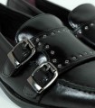 ZAPATO DE PIEL CON HEBILLAS DE MUJER APLAUSO SIERRA 22530 NEGRO