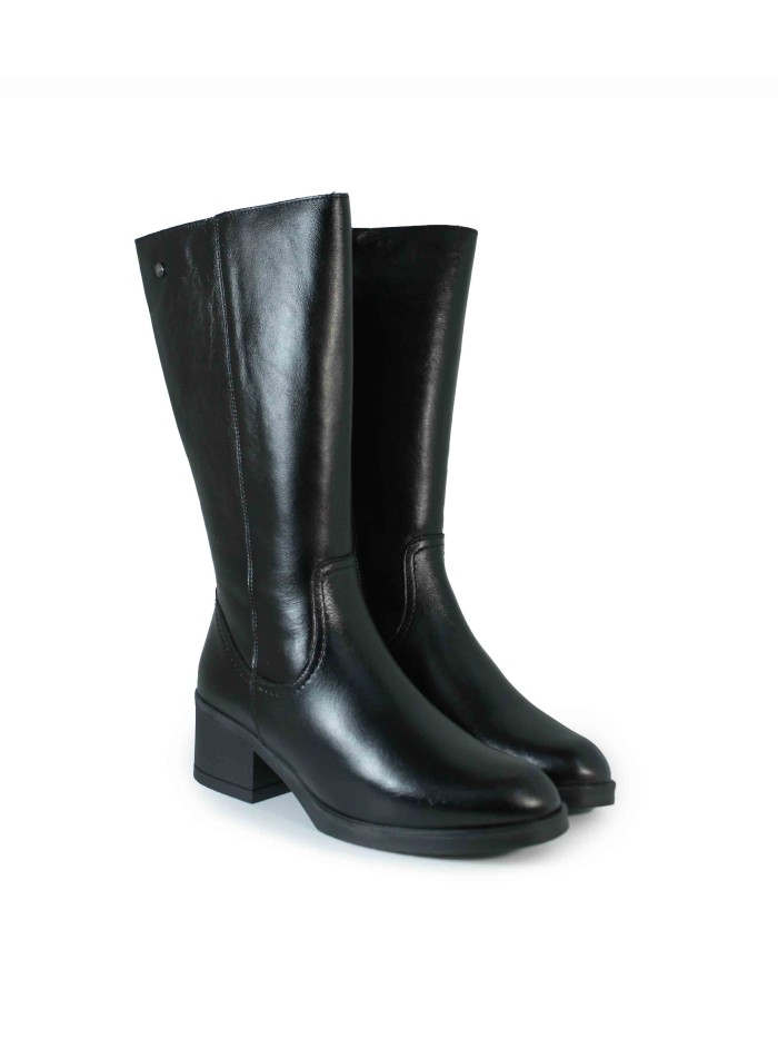 BOTA DE CAÑ MEDIA CON TACÓN MEDIO APLAUSO 4364 NEGRO