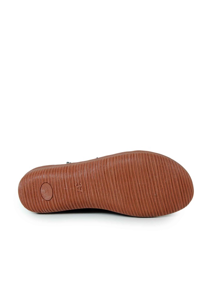 BOTÍN DE PIEL CON CORDONES PLANO APLAUSO 7210R NEGRO
