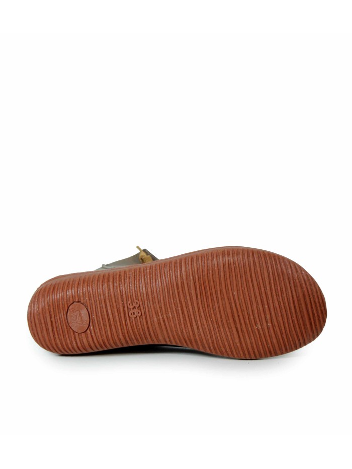 BOTÍN DE PIEL CON CORDONES PLANO APLAUSO  7210R TAUPE