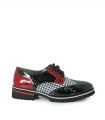 BLUCHER COMBINADO DE CHAROL NEGRO PARA MUJER APLAUSO ESPIGA 005