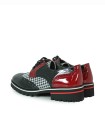 BLUCHER COMBINADO DE CHAROL NEGRO PARA MUJER APLAUSO ESPIGA 005