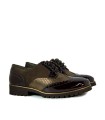 BLUCHER COMBINADO DE CHAROL MARRÓN PARA MUJER APLAUSO ESPIGA 008
