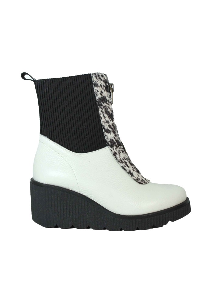 BOTINES DE CUÑA CON CREMALLERA PARA MUJER APLAUSO SOLE 005 BLANCO