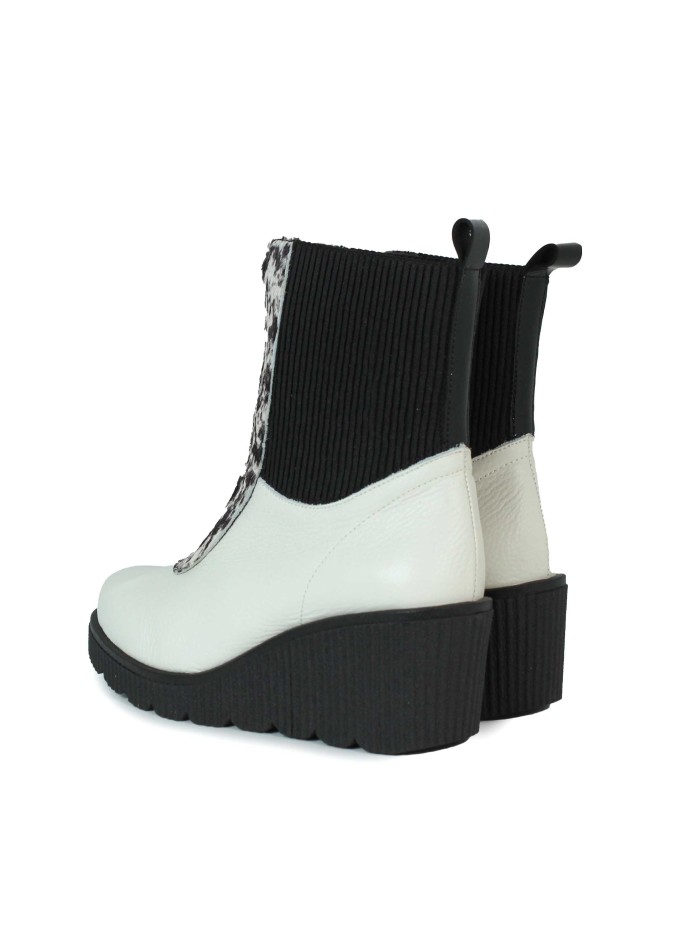 BOTINES DE CUÑA CON CREMALLERA PARA MUJER APLAUSO SOLE 005 BLANCO