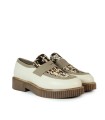 BLUCHER COMBINADO DE CHAROL CREMA PARA MUJER APLAUSO ALICIA 02