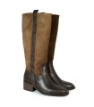BOTA DE PIEL CON TACÓN BAJO APLAUSO DESTIN MARRÓN