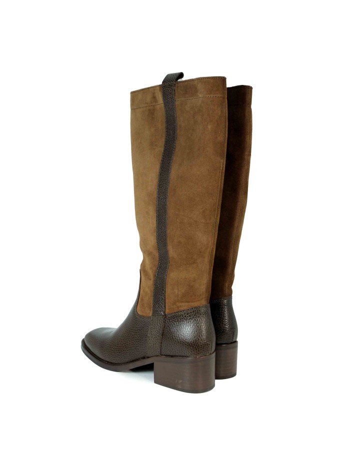 BOTA DE PIEL CON TACÓN BAJO APLAUSO DESTIN MARRÓN