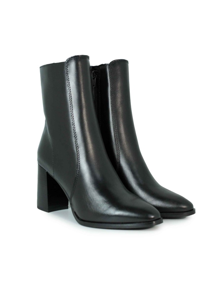 BOTÍN ELEGANTE DE PIEL CON TACÓN MEDIO APLAUSO 4008 NEGRO