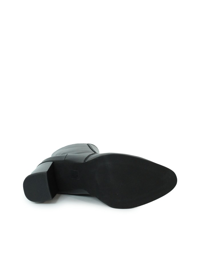 BOTÍN ELEGANTE DE PIEL CON TACÓN MEDIO APLAUSO 4008 NEGRO