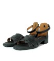SANDALIAS DE PIEL CON TACÓPN BAJO APLAUSO 698 NEGRO