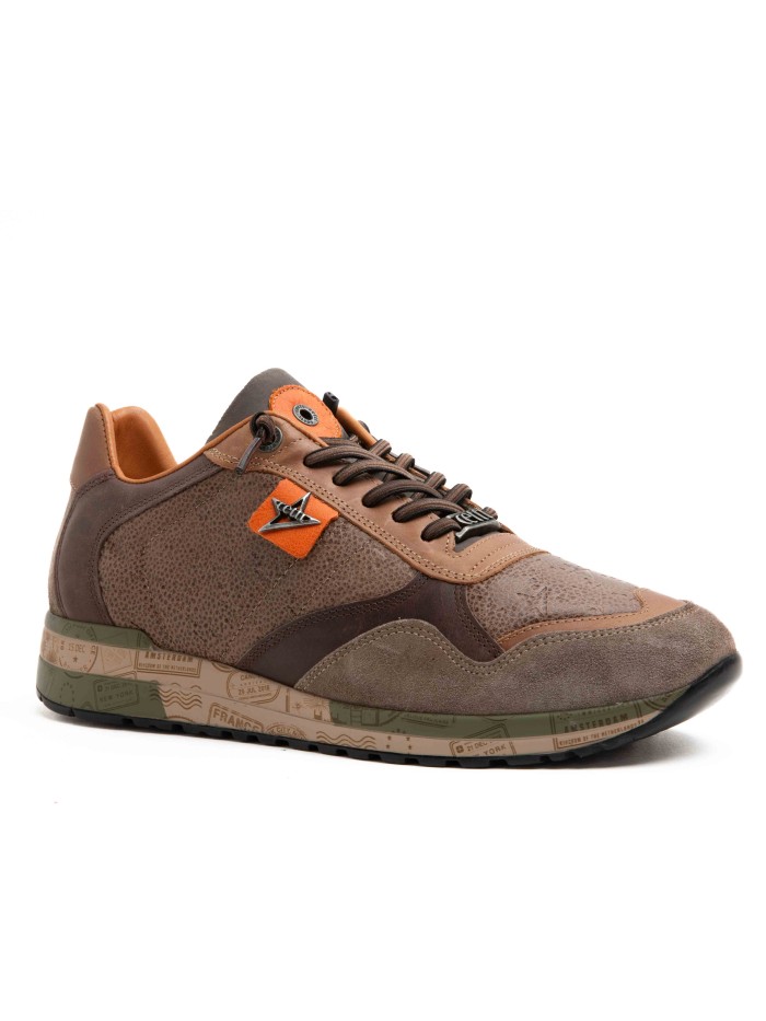 ZAPATILLAS PIEL DE HOMBRE CON CORDONES ELÁSTICOS CETTI 848 XL MARRÓN