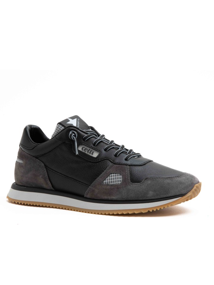 ZAPATILLAS PIEL DE HOMBRE CON CORDONES ELÁSTICOS CETTI 848 XL NEGRO