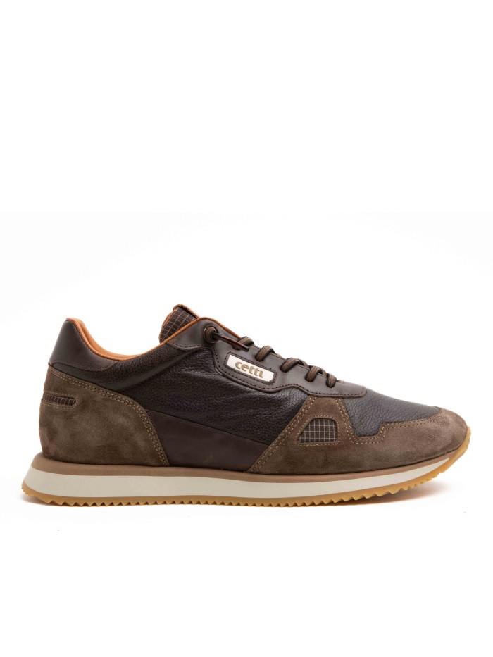 ZAPATILLAS PIEL DE HOMBRE CON CORDONES ELÁSTICOS CETTI 848 XL MOKA
