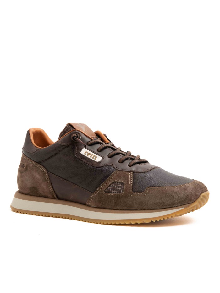 ZAPATILLAS PIEL DE HOMBRE CON CORDONES ELÁSTICOS CETTI 848 XL MOKA