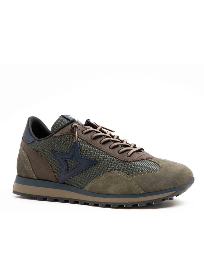 ZAPATILLAS PIEL DE HOMBRE CON CORDONES ELÁSTICOS CETTI 848 XL KAKI