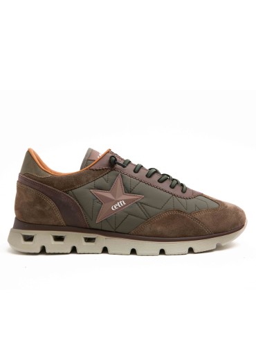 ZAPATILLAS PIEL DE HOMBRE CON CORDONES ELÁSTICOS  1385 CETTI KAKI