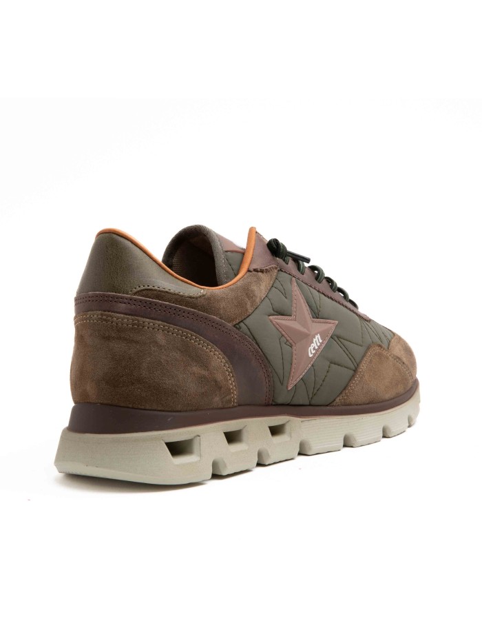 ZAPATILLAS PIEL DE HOMBRE CON CORDONES ELÁSTICOS  1385 CETTI KAKI