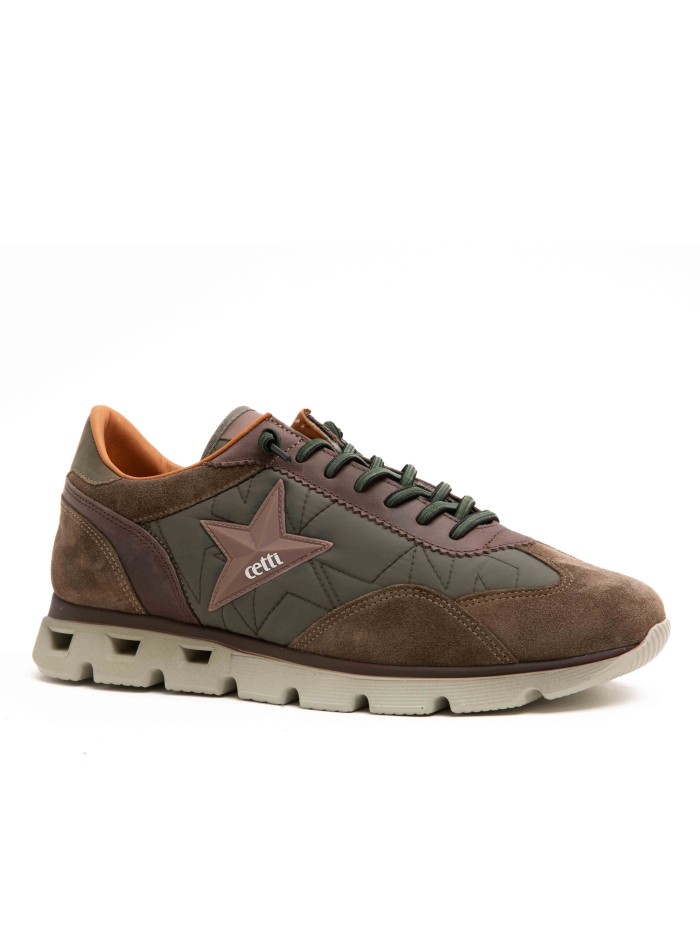 ZAPATILLAS PIEL DE HOMBRE CON CORDONES ELÁSTICOS  1385 CETTI KAKI