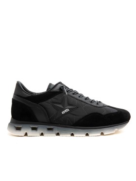 ZAPATILLAS PIEL DE HOMBRE CON CORDONES ELÁSTICOS  1385 CETTI NEGRO