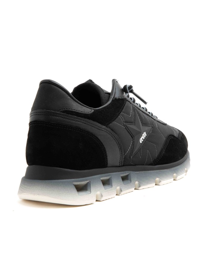 ZAPATILLAS PIEL DE HOMBRE CON CORDONES ELÁSTICOS  1385 CETTI NEGRO