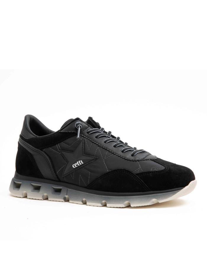 ZAPATILLAS PIEL DE HOMBRE CON CORDONES ELÁSTICOS  1385 CETTI NEGRO