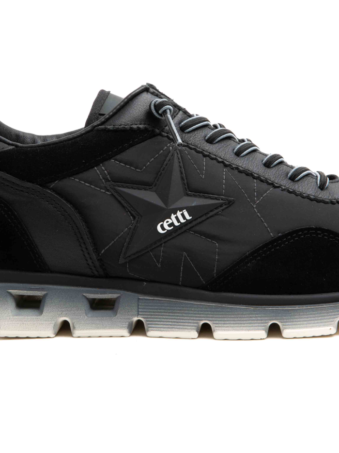 ZAPATILLAS PIEL DE HOMBRE CON CORDONES ELÁSTICOS  1385 CETTI NEGRO